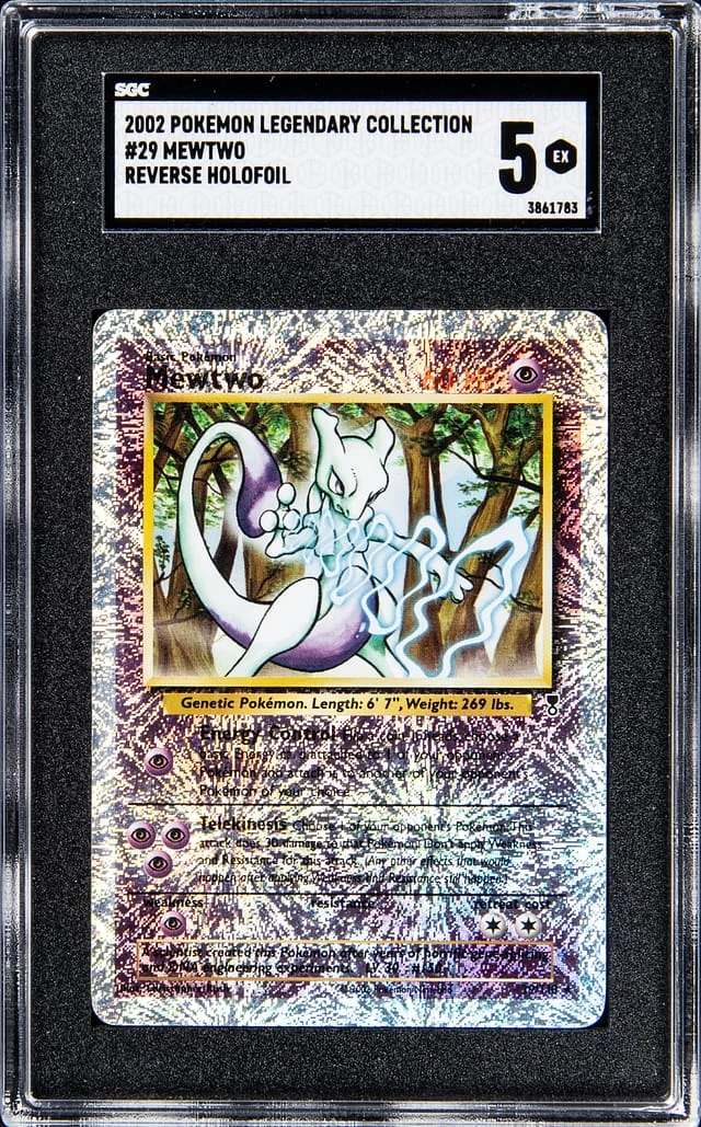 2002 Pokemon Legendary Collection Rare Reverse Holofoil Mewtwo #29 card image
