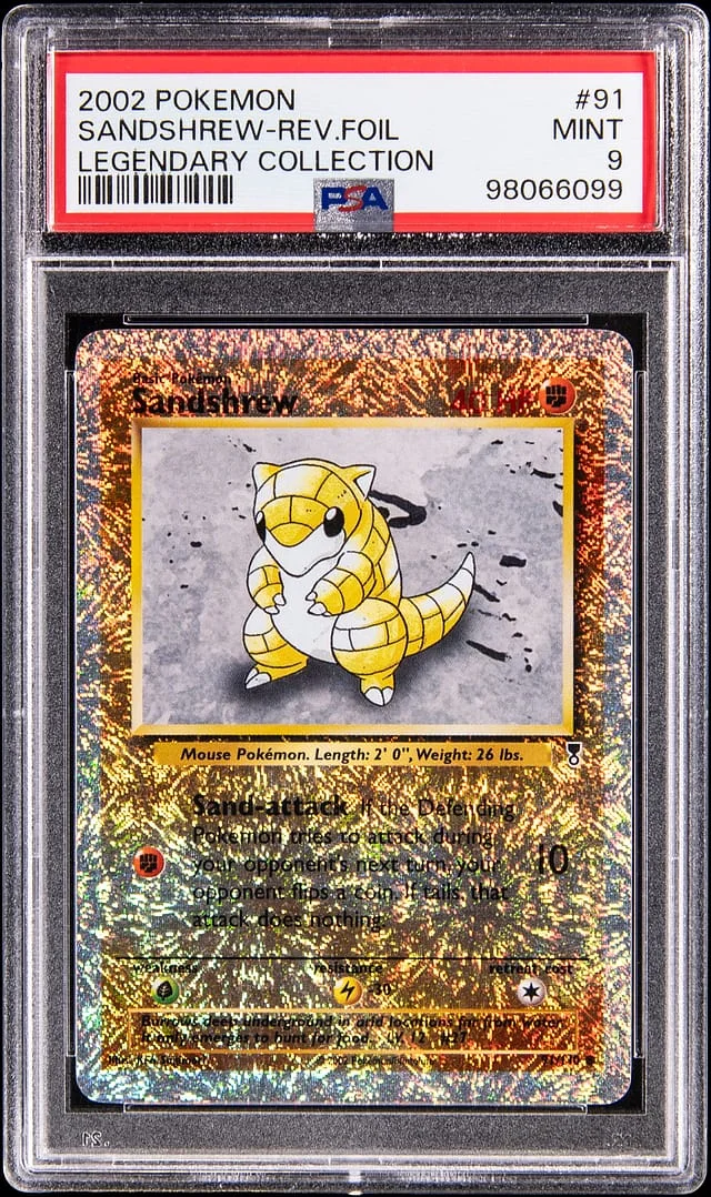 2002 Pokemon Legendary Collection Reverse Holo Sandshrew #91 card image
