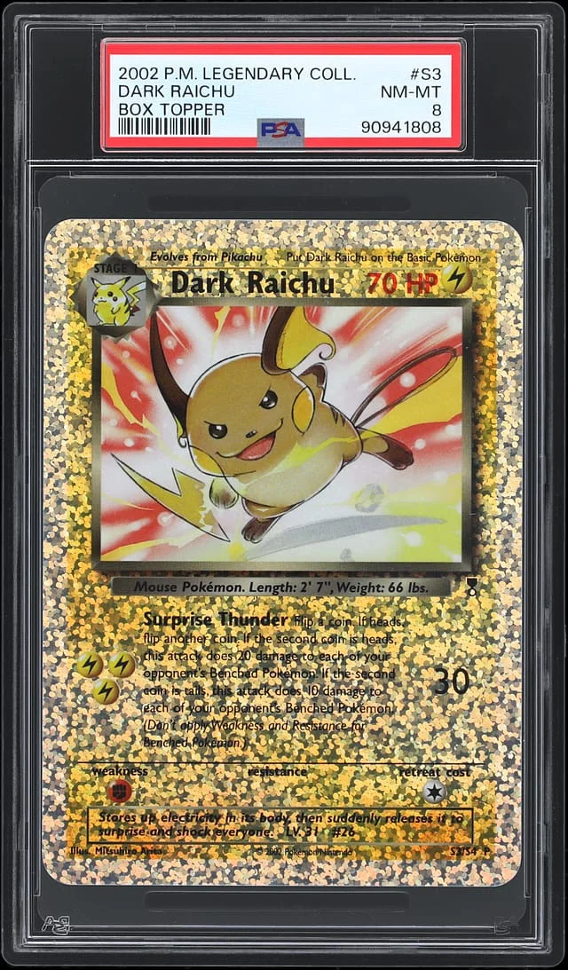 2002 Pokemon Legendary Collection Reverse Holofoil Box Topper Dark Raichu #S3 card image