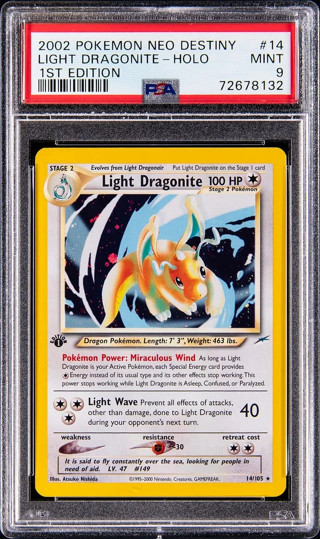 2002 Pokemon Neo Destiny 1st Edition Holo Light Dragonite #14 card image