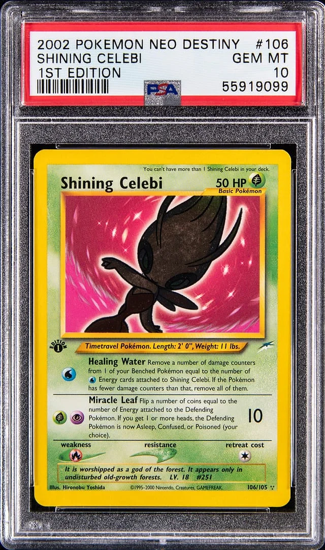 2002 Pokemon Neo Destiny 1st Edition Holo Shining Celebi #106 card image