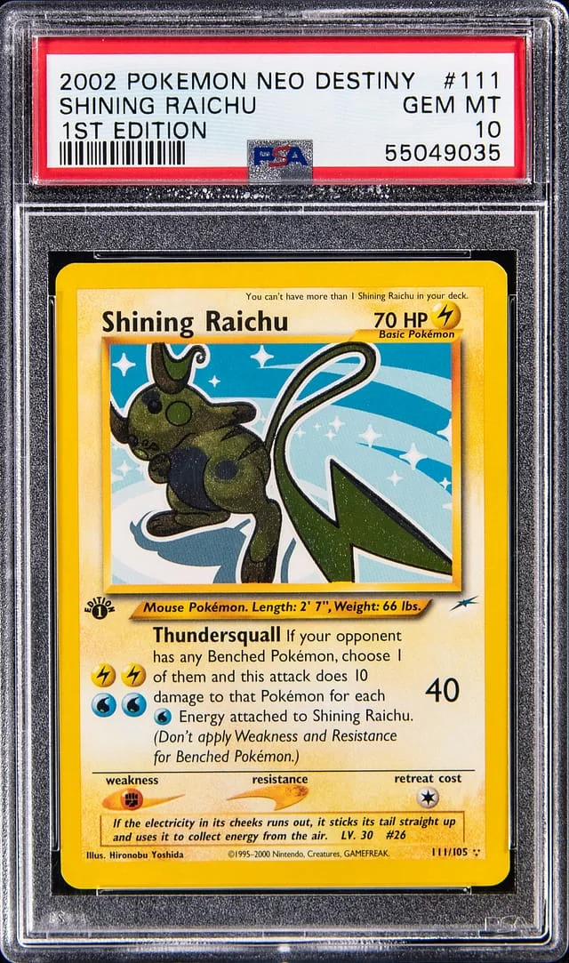 2002 Pokemon Neo Destiny 1st Edition Holo Shining Raichu #111 card image