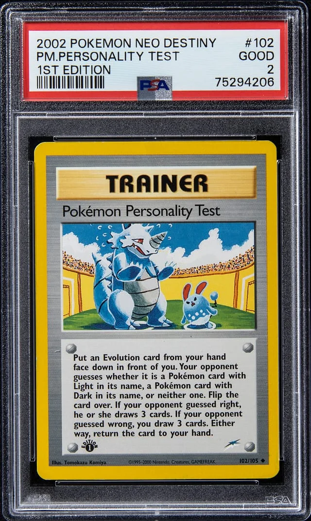 2002 Pokemon Neo Destiny 1st Edition PM Personality Test #102 card image
