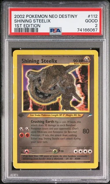 2002 Pokemon Neo Destiny 1st Edition Shining Steelix #112 card image
