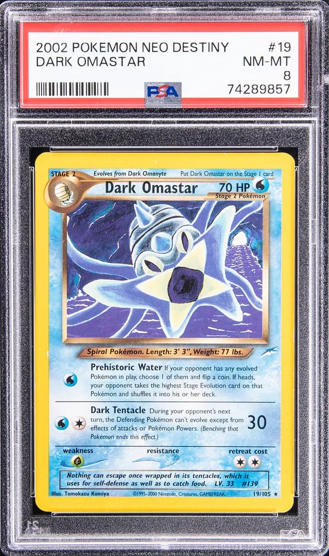 2002 Pokemon Neo Destiny Dark Omastar #19 card image