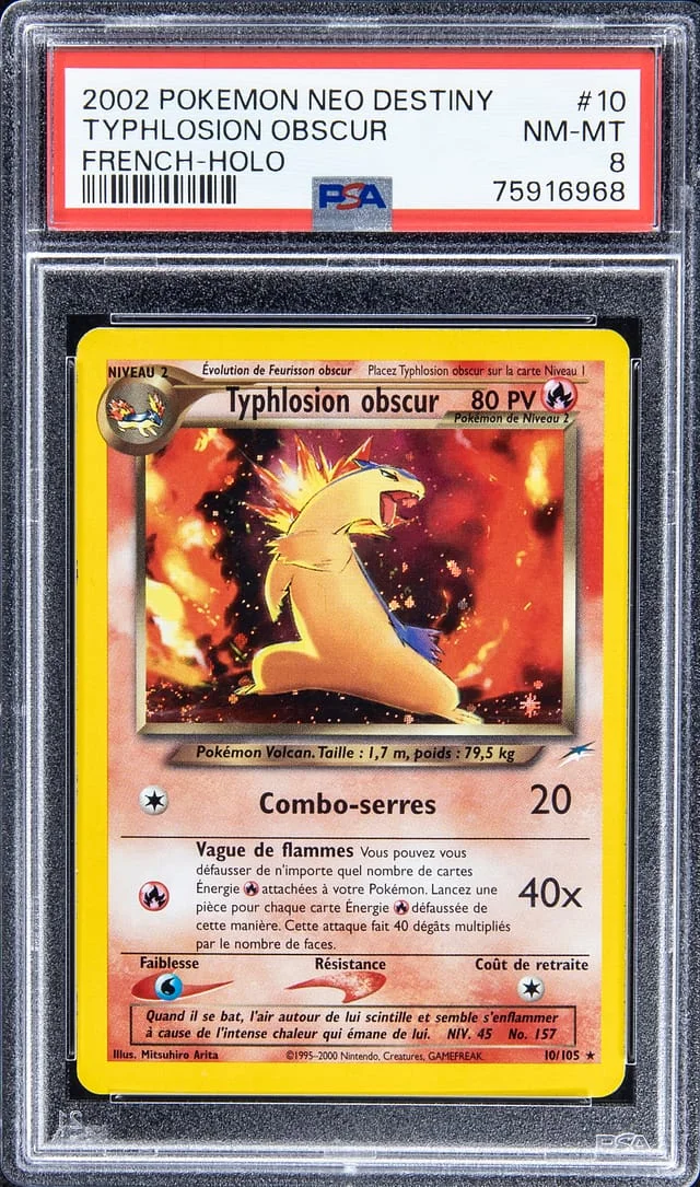 2002 Pokemon Neo Destiny French Rare Holofoil Typhlosion Obscur #10 card image