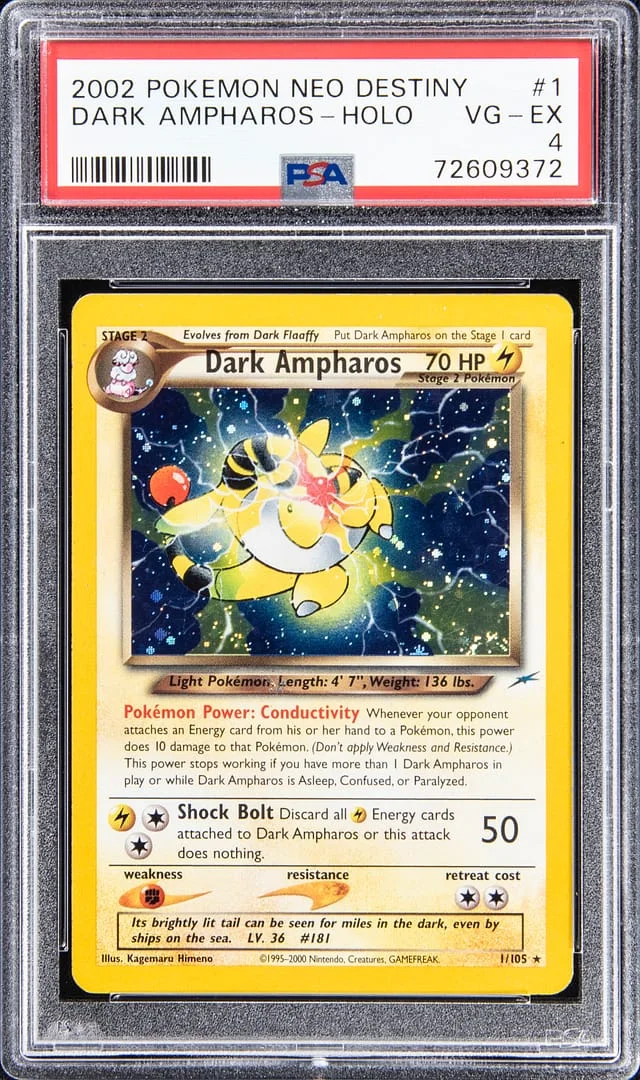 2002 Pokemon Neo Destiny Holo Dark Ampharos #1 card image