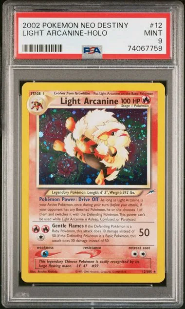 2002 Pokemon Neo Destiny Holofoil Light Arcanine #12 card image