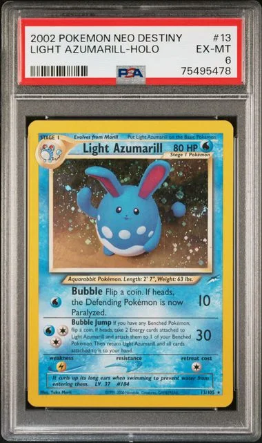 2002 Pokemon Neo Destiny Holofoil Light Azumarill #13 card image