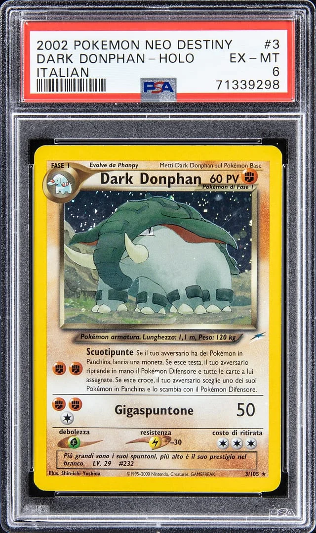 2002 Pokemon Neo Destiny Italian Rare Holofoil Dark Donphan #3 card image