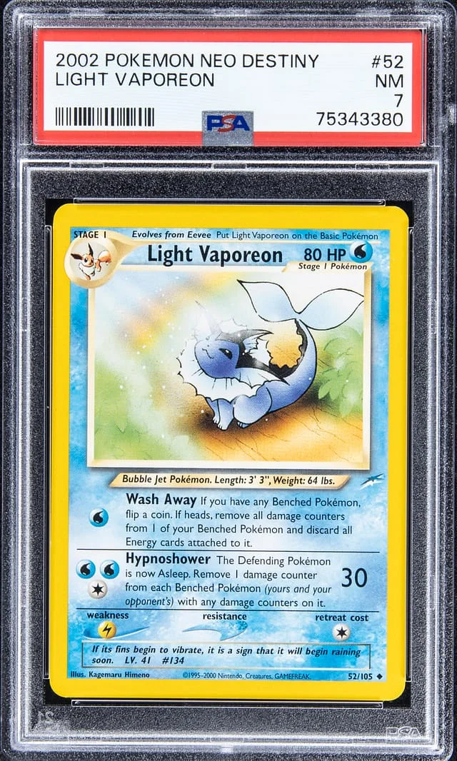 2002 Pokemon Neo Destiny Light Vaporeon #52 card image