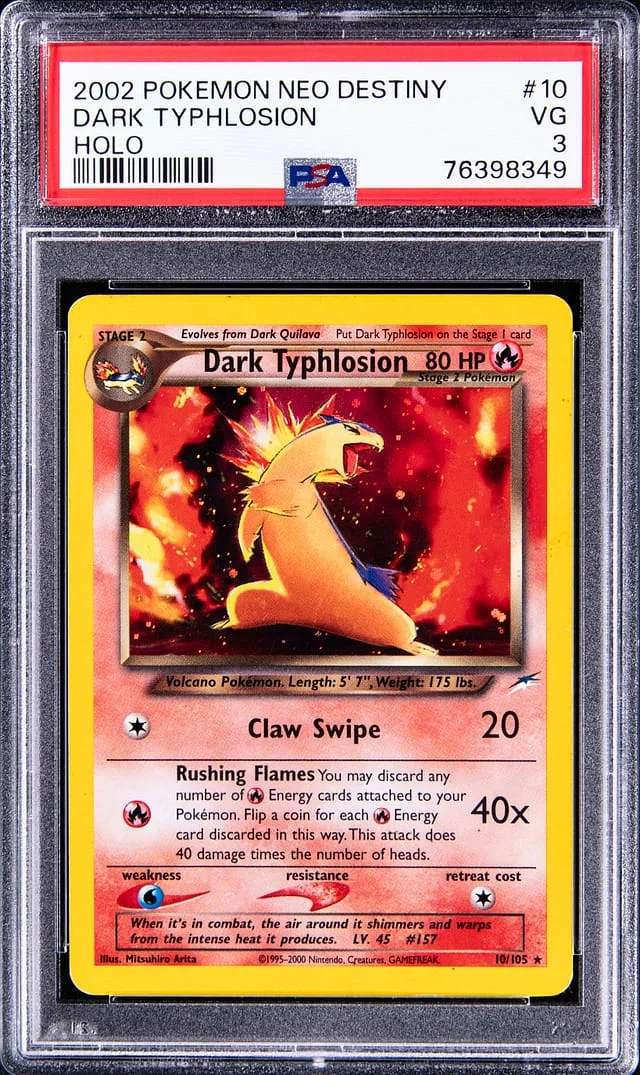 2002 Pokemon Neo Destiny Rare Holofoil Dark Typhlosion #10 card image