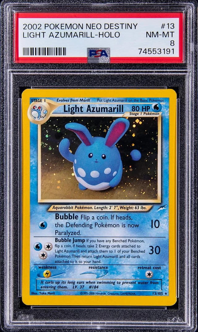2002 Pokemon Neo Destiny Rare Holofoil Light Azumarill #13 card image