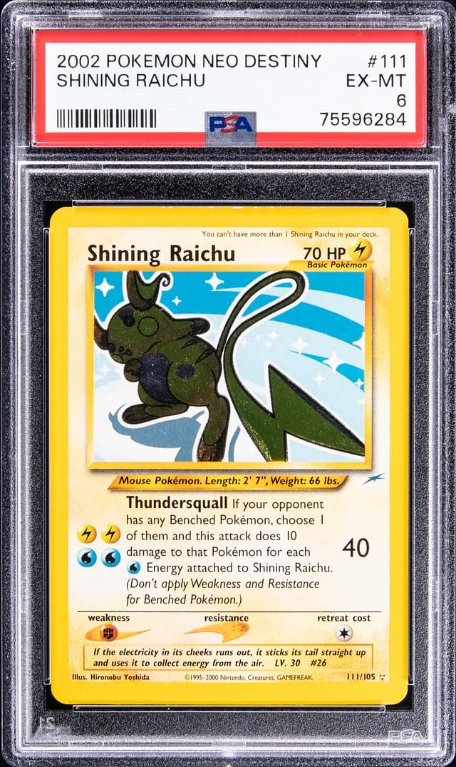 2002 Pokemon Neo Destiny Shining Rare Holofoil Shining Raichu #111 card image