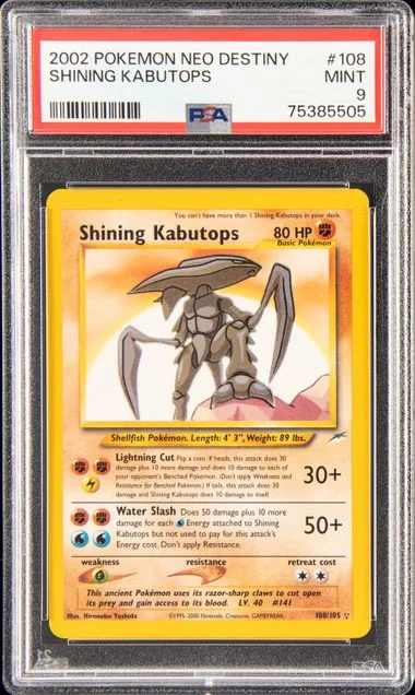 2002 Pokemon Neo Destiny Shining Rare Shining Kabutops #108 card image
