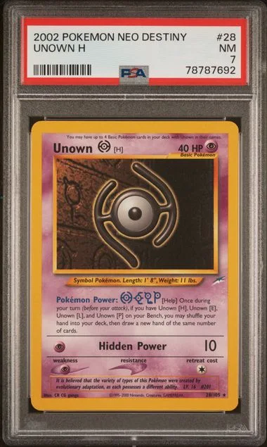 2002 Pokemon Neo Destiny Unown H #28 card image