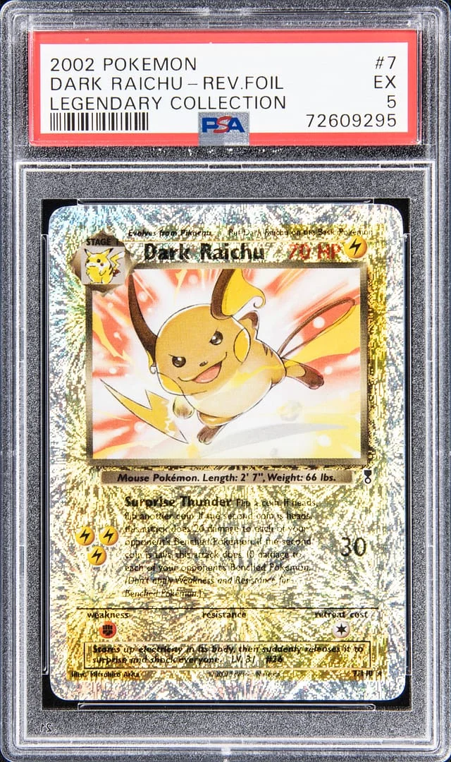 2002 Pokemon Reverse Foil - Legendary Collection Dark Raichu #7 card image