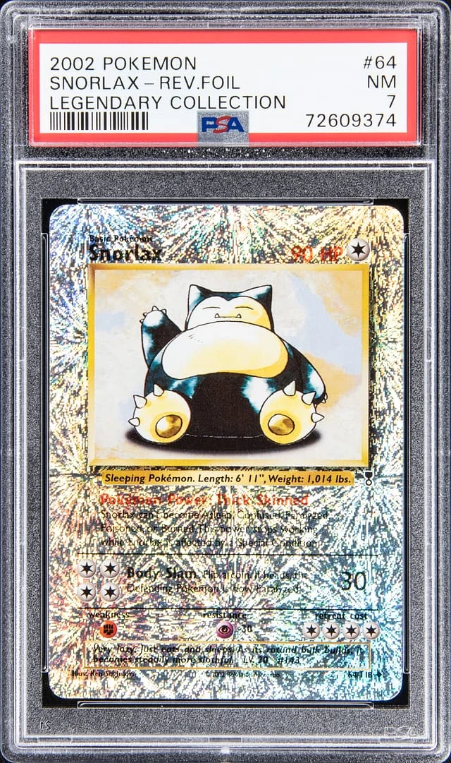 2002 Pokemon Reverse Foil Snorlax #64 card image
