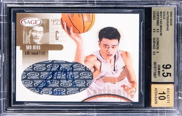 2002 Sage Autographs Gold Yao Ming #A21 card image