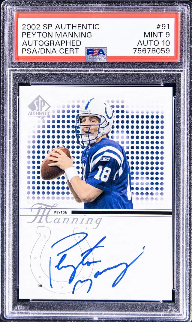2002 SP Authentic Peyton Manning Autographed #91 card image