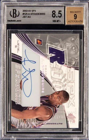 2002 SPx Amare Stoudemire Signed Jersey #125 card image