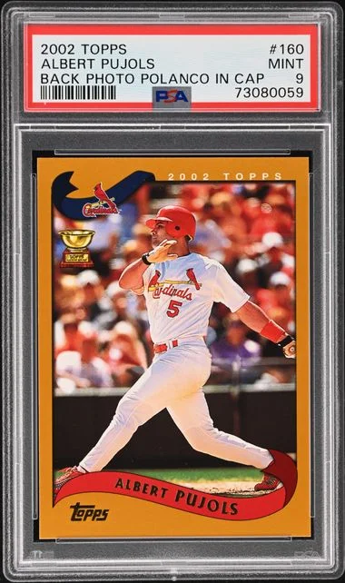 2002 Topps Albert Pujols, Back Photo Polanco In Cap Error #160 card image
