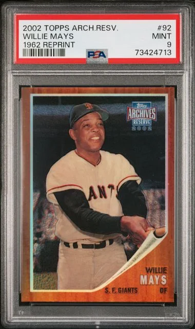 2002 Topps Archives Reprint 92 Willie Mays Reserve #1962 card image