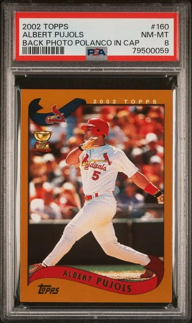 2002 Topps, Back Photo Polanco In Cap Albert Pujols #160 card image