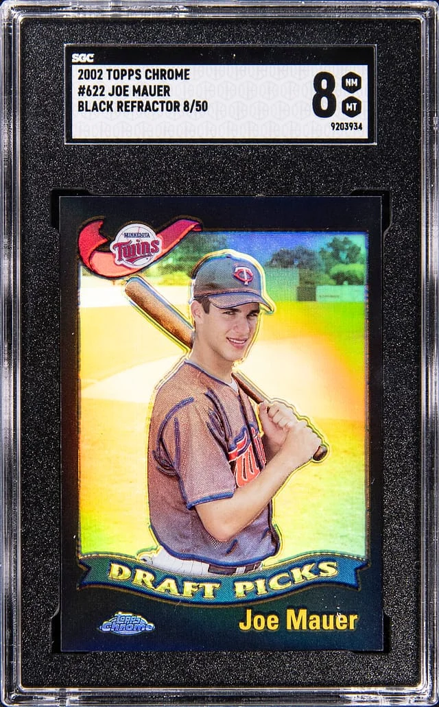 2002 Topps Chrome Black Joe Mauer Refractor #622 card image