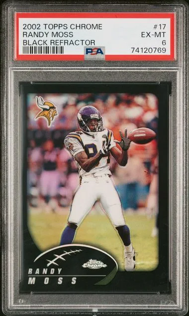 2002 Topps Chrome Black Randy Moss Refractor #17 card image
