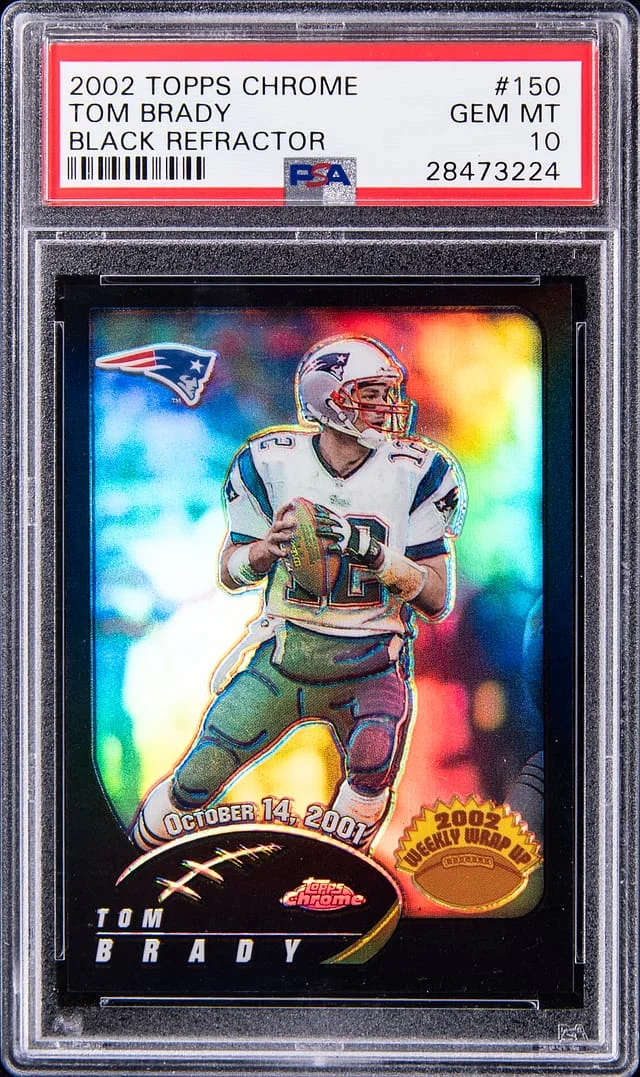 2002 Topps Chrome Black Tom Brady Refractor #150 card image