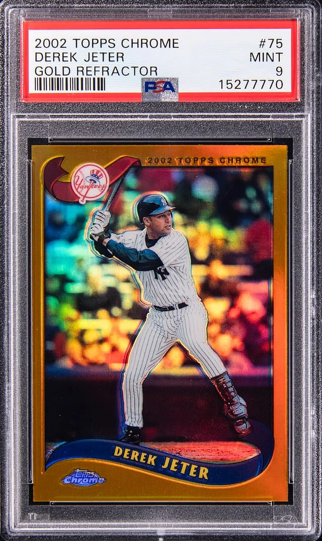 2002 Topps Chrome Derek Jeter Gold Refractor #75 card image