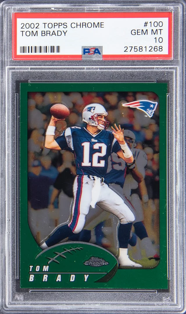 2002 Topps Chrome Football Tom Brady #100 card image