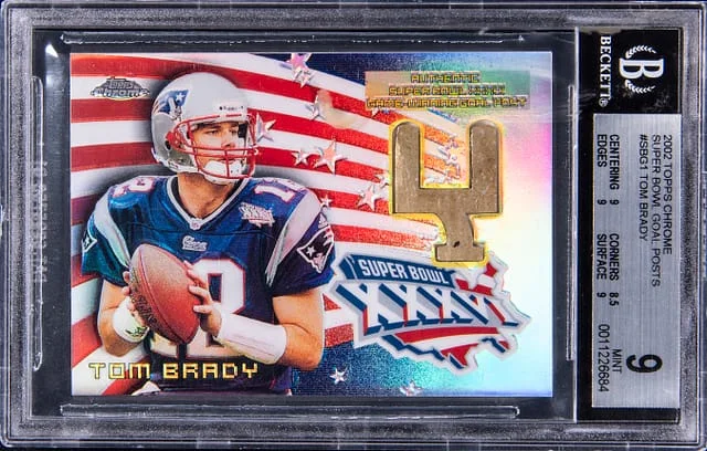 2002 Topps Chrome Tom Brady Goal Post Super Bowl Goal Posts #SBG1 card image