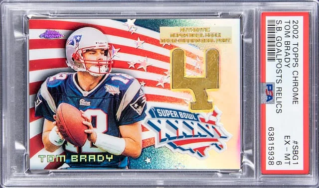 2002 Topps Chrome Tom Brady Super Bowl Goalposts Relics #SBG1 card image