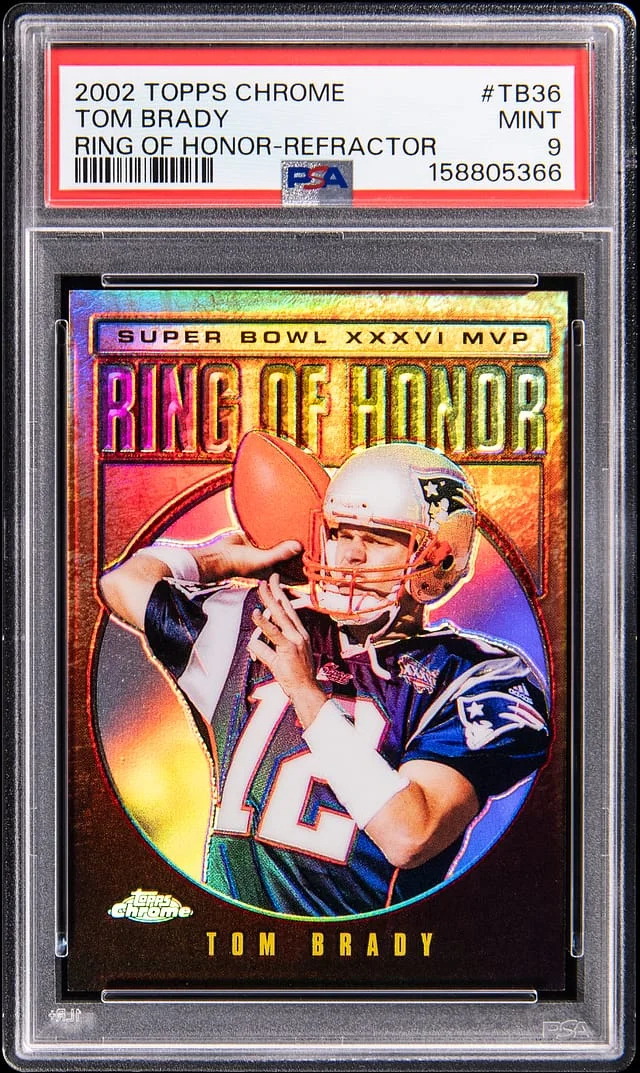 2002 Topps Chrome Tom Brady Ring of Honor Refractor #TB36 card image