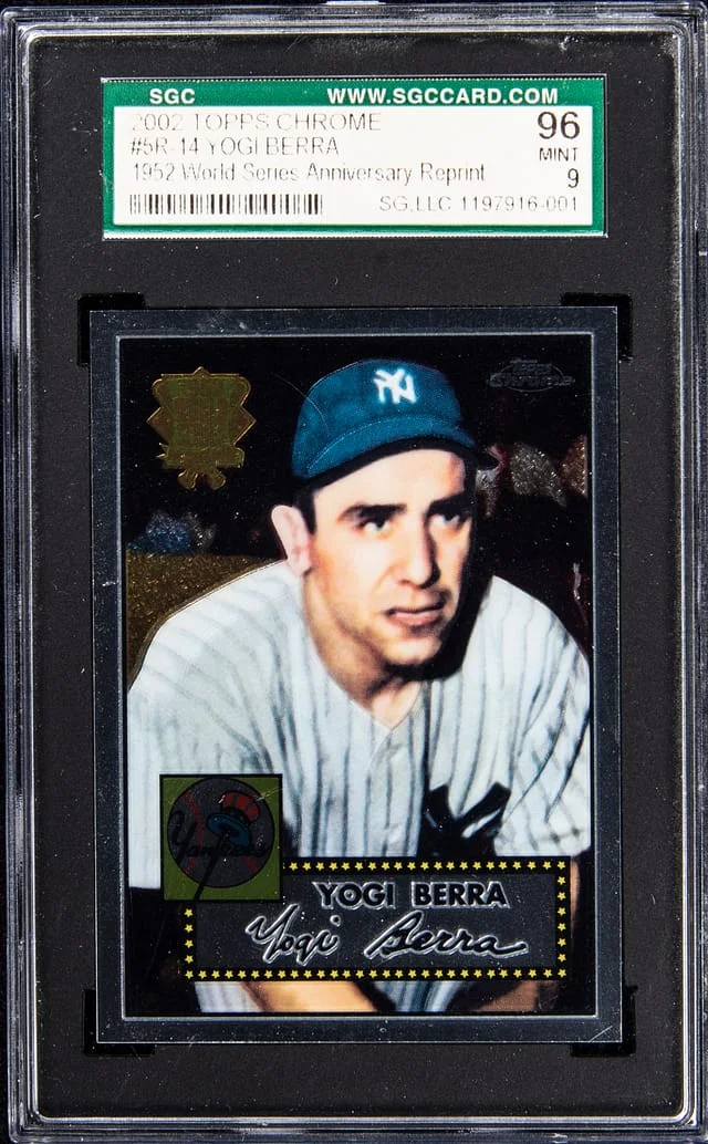 2002 Topps Chrome Yogi Berra 1952 World Series Anniversary Reprint #5R-14 card image