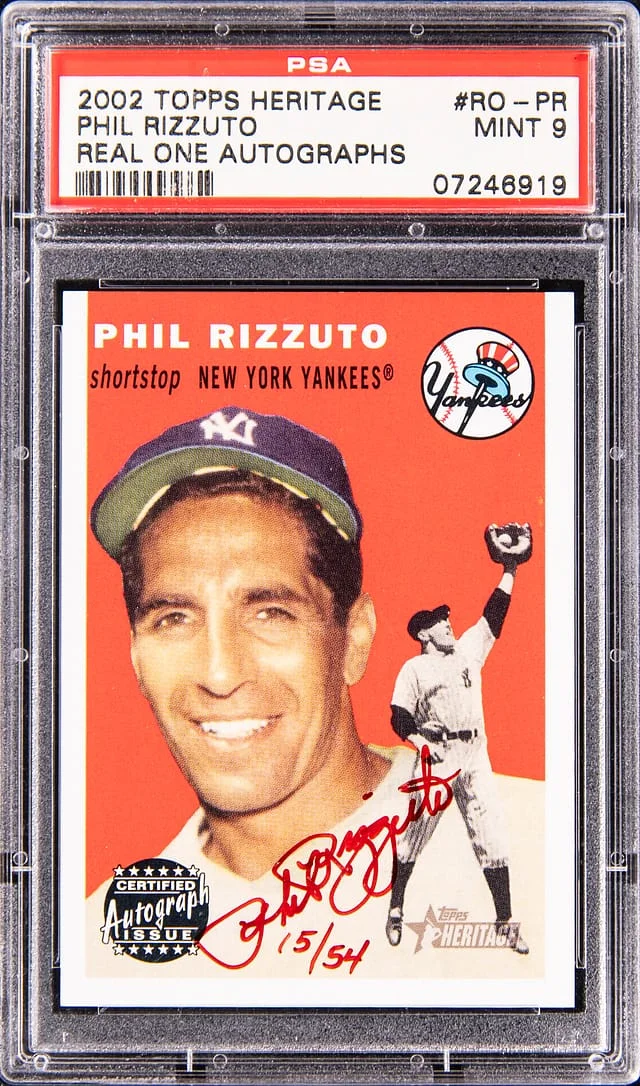 2002 Topps Heritage Real One Phil Rizzuto Autograph #RO-PR card image