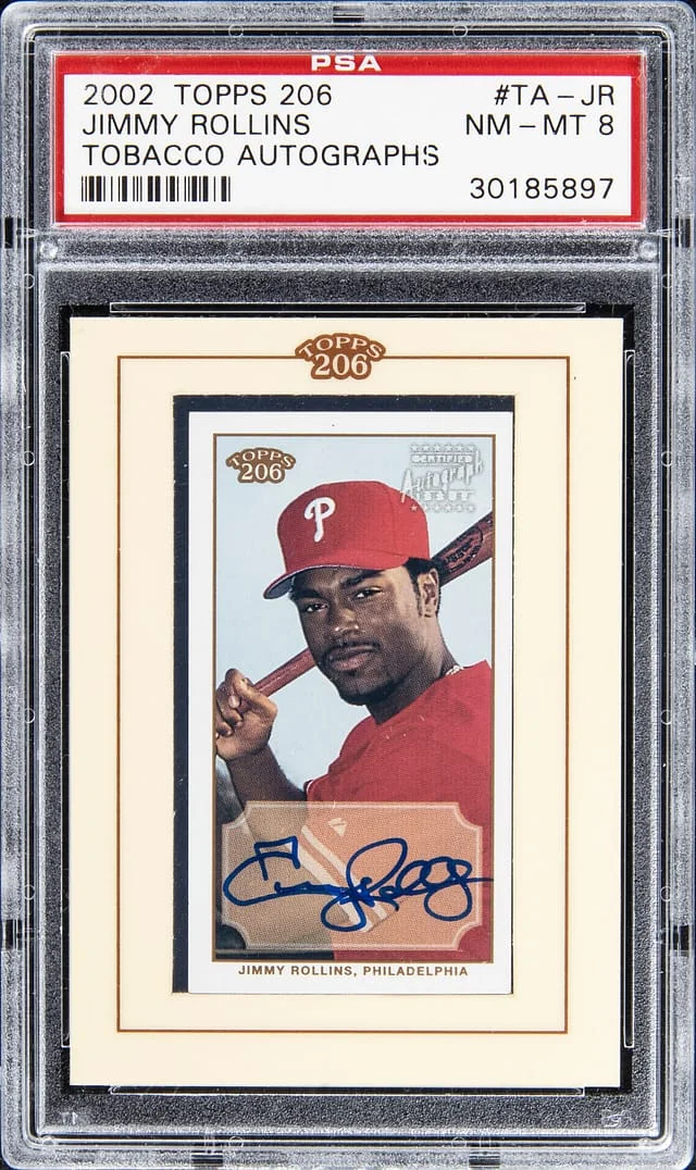 2002 Topps Jimmy Rollins 206 Tobacco Autograph #TA-JR card image