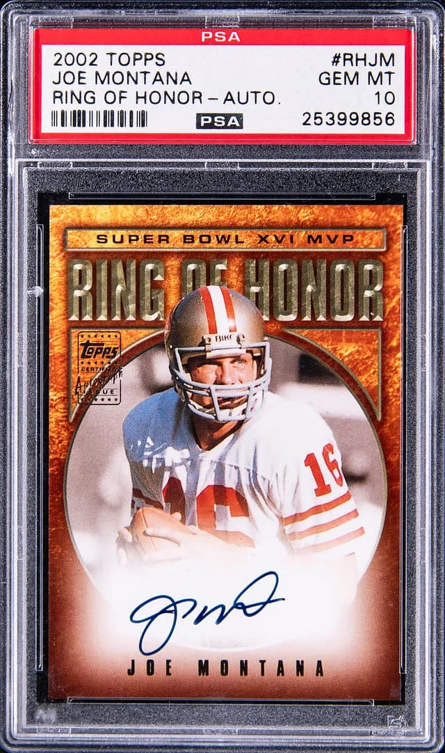 2002 Topps Joe Montana Ring of Honor Autograph #RH-JM card image