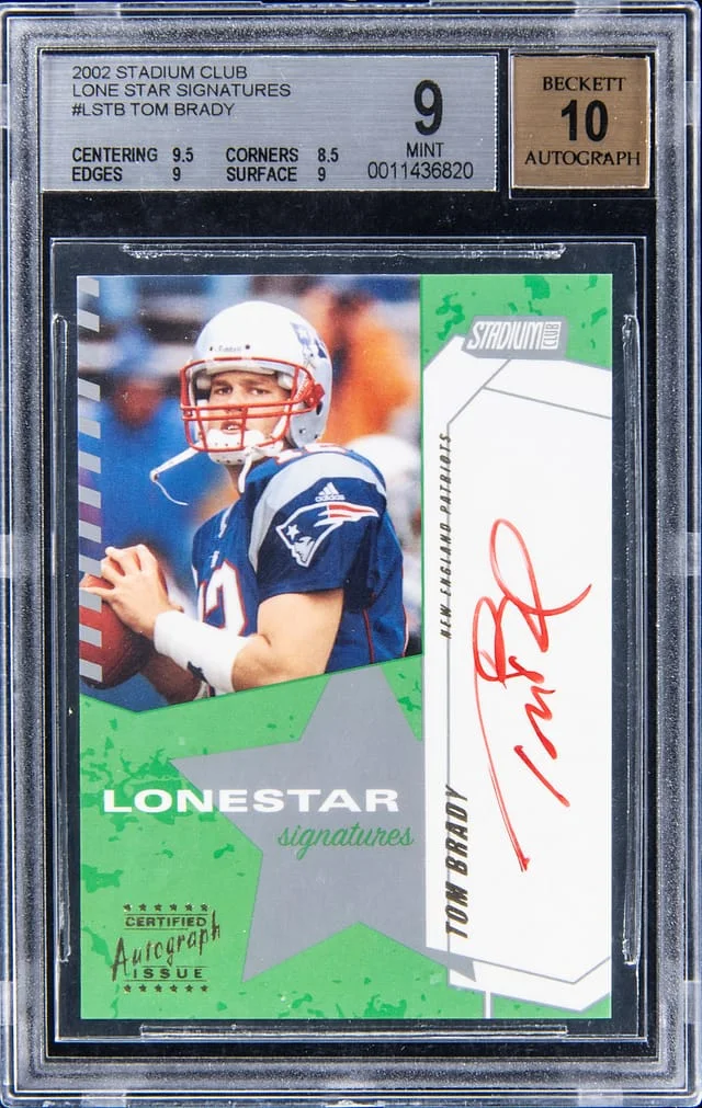 2002 Topps Stadium Club Tom Brady Lone Star Signatures #LS-TB card image