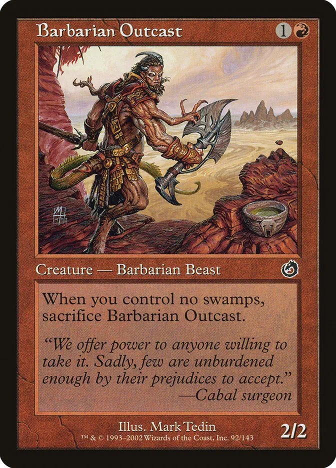 2002 Torment Barbarian Outcast common #92 unlisted card image