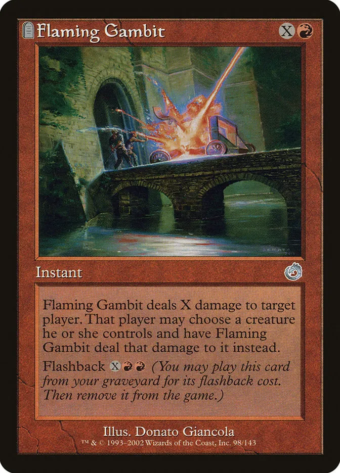 2002 Torment Flaming Gambit uncommon #98 unlisted card image