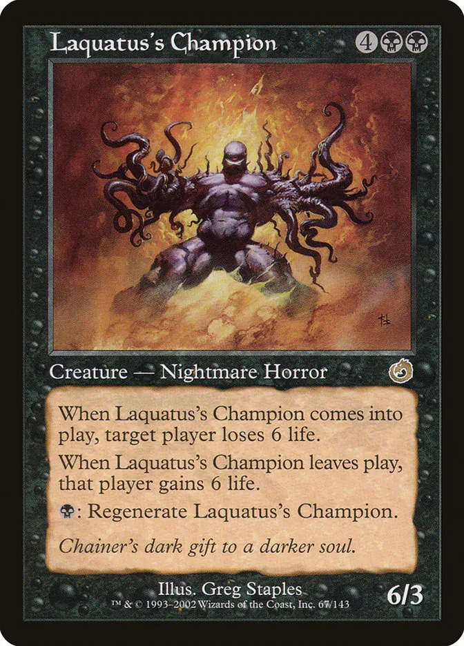 2002 Torment Laquatus's Champion rare #67 unlisted card image