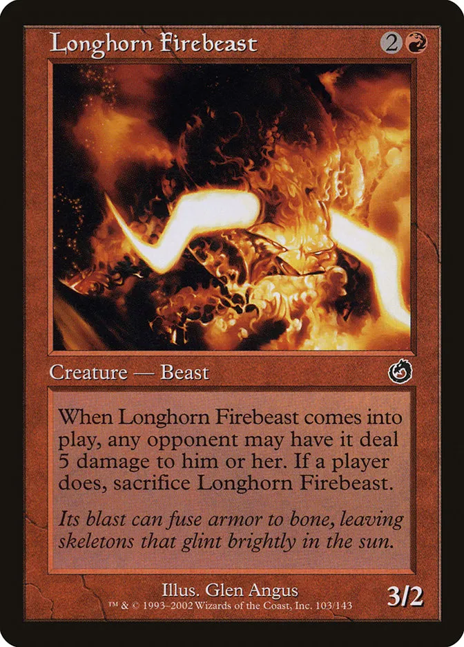 2002 Torment Longhorn Firebeast common #103 unlisted card image