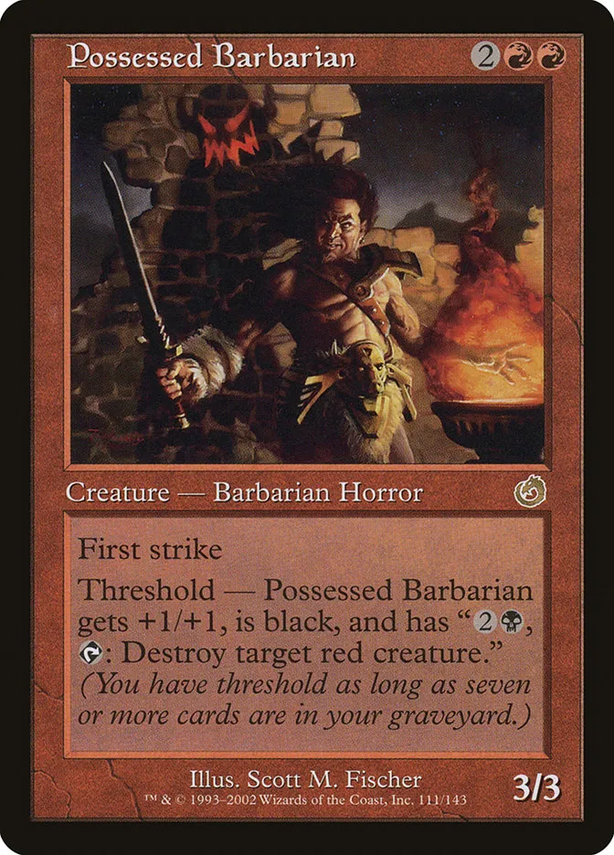 2002 Torment Possessed Barbarian rare #111 unlisted card image