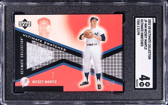2002 UD Ultimate Collection Mickey Mantle Game-Used Ultimate Swatches, Tier 2 #JF-MM card image