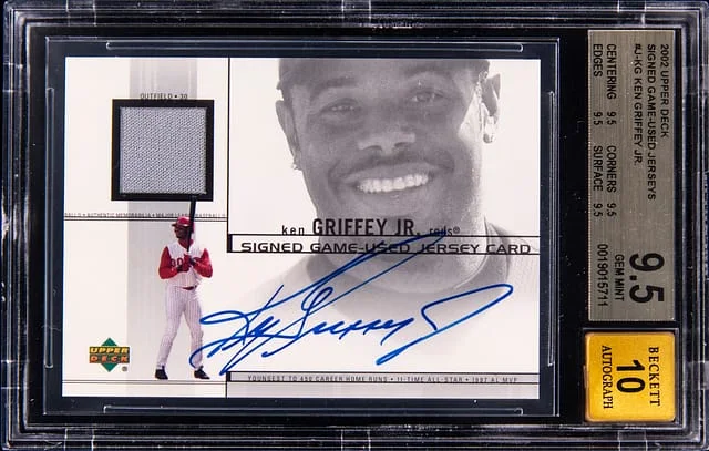 2002 Upper Deck Ken Griffey Jr. Signed Game-Used Jerseys #J-KG card image