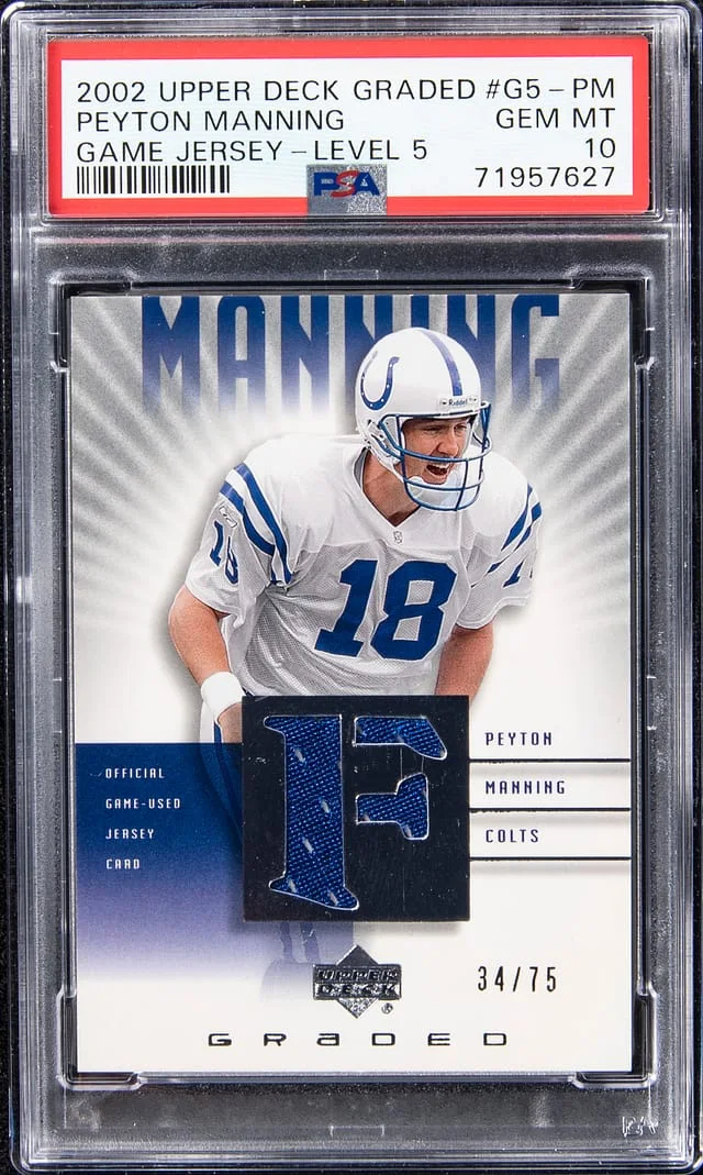 2002 Upper Deck Peyton Manning Graded Game Jersey Level 5 #G5-PM card image