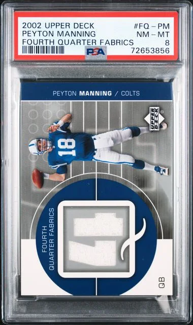 2002 Upper Deck Peyton Manning Game-Used Fourth Quarter Fabrics #FQ-PM card image